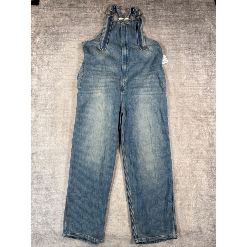 We The Free Overalls Women Small Blue Denim Wide Leg Boho Relaxed Free People